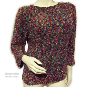 Vintage 80s 90s Acorn Knit Sweater S Rainbow Cottagecore Grannycore Countrycore